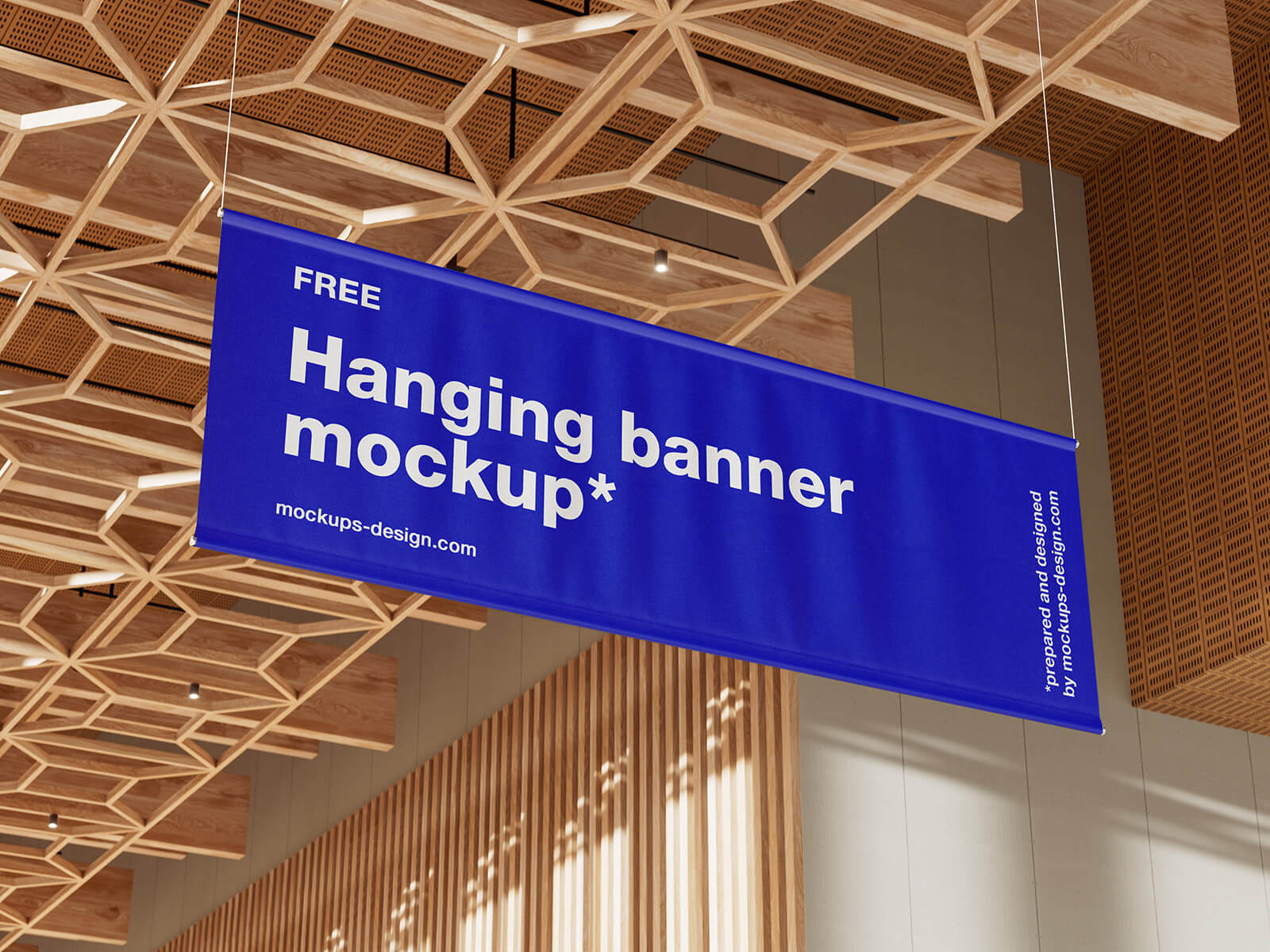 3 Free Expo Hall Ceiling Hanging Banner Mockup PSD Files