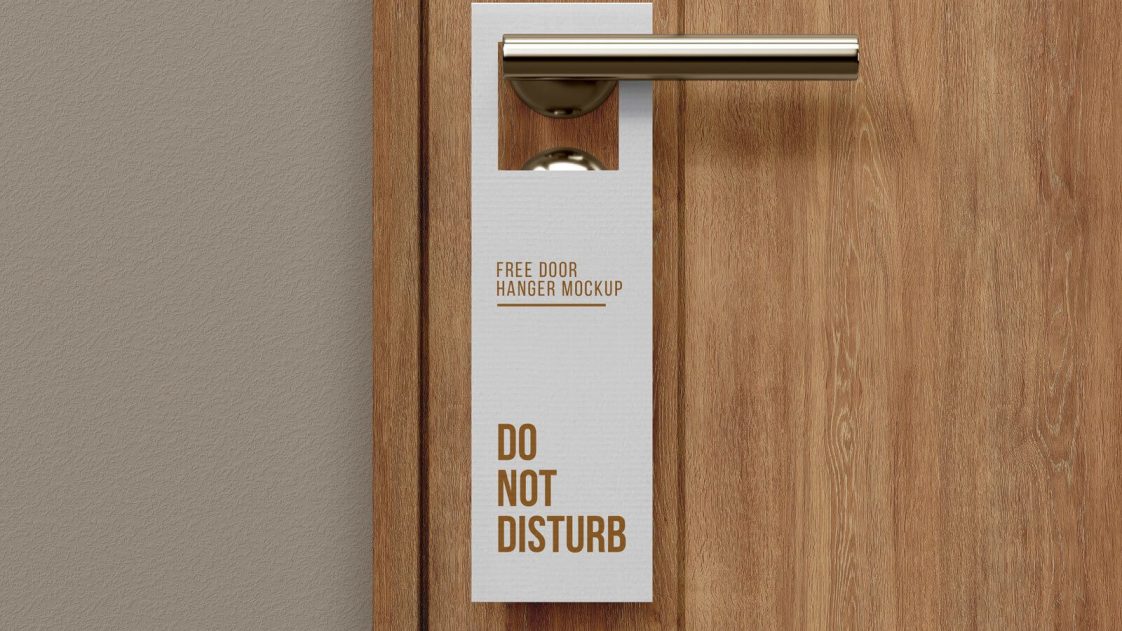 Free PSD set Door Hanger Mockups with Handle - PsFiles