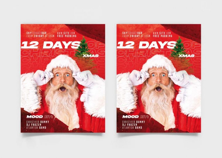 Free 12 Days of Christmas Flyer Template + Instagram Post PSD