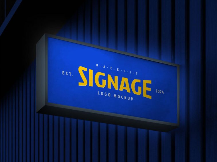 Free Backlit Sign Board Mockup PSD