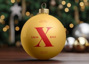 Free Christmas 2023 Ball Mockup PSD