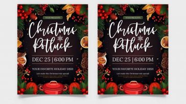 Free Christmas Potluck Flyer PSD Template