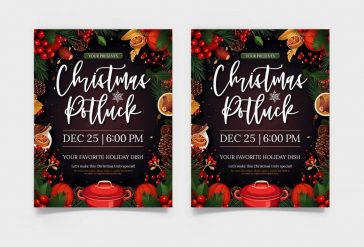Free Christmas Potluck Flyer PSD Template