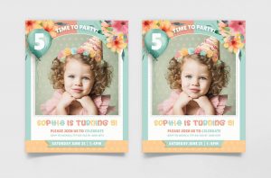 Free Girls Birthday Invite PSD Template