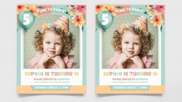 Free Girls Birthday Invite PSD Template