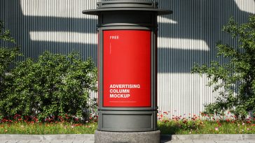 Free Outdoor Advertising Column Mockup PSD Set