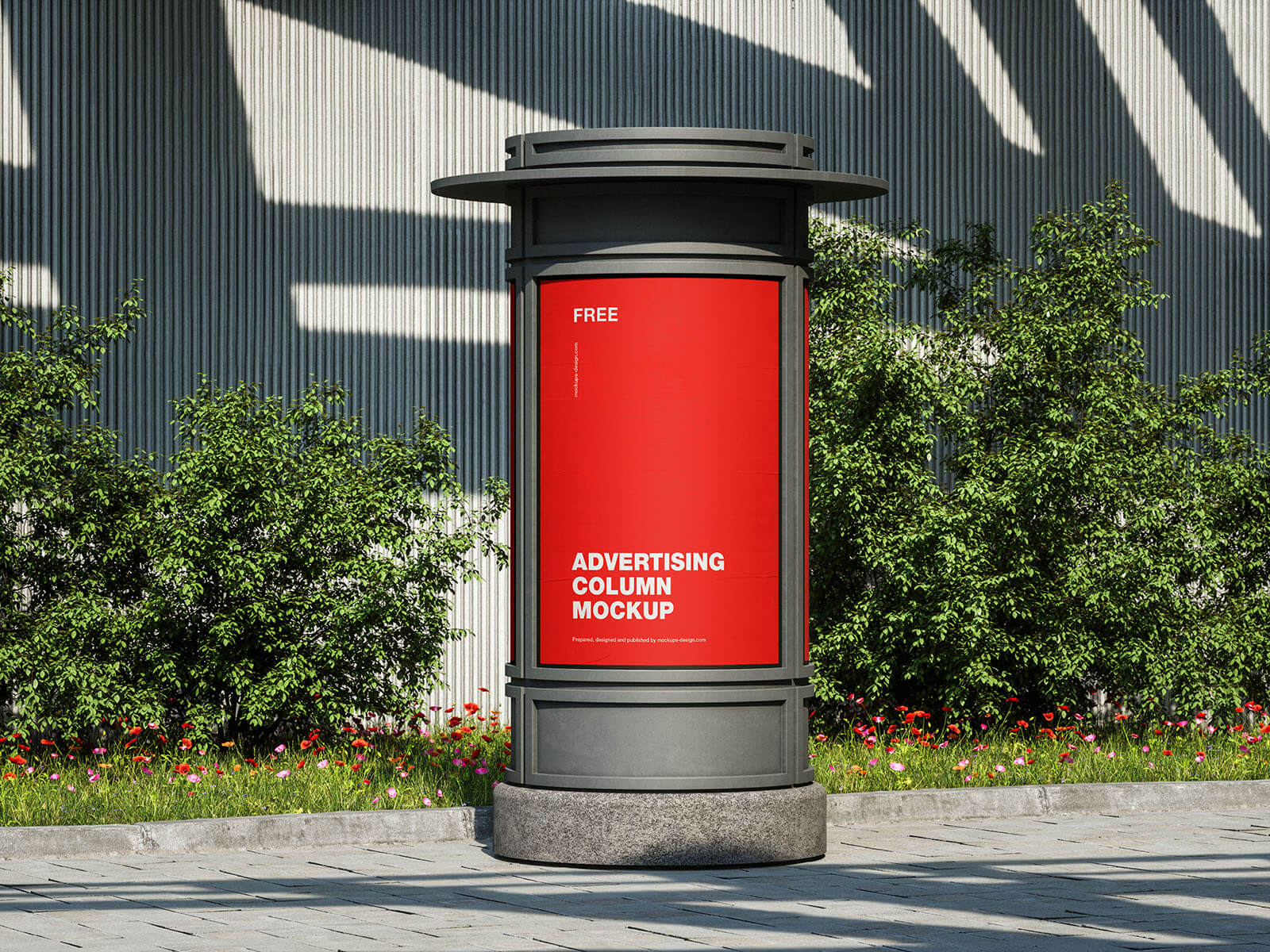 Free Outdoor Advertising Column Mockup PSD Set