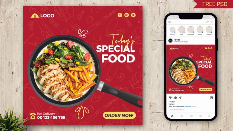 Free Special Food Offer Instagram Post Design PSD Template
