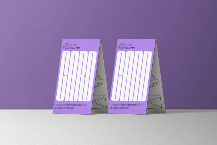 Free Two Business Card Mockups Front View