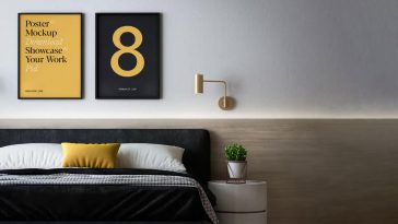 Free Two Posters in Bedroom Mockup