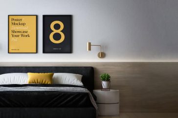 Free Two Posters in Bedroom Mockup