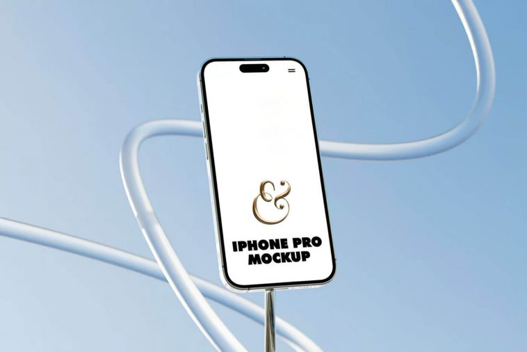 Free iPhone 14 on Tripod Mockup