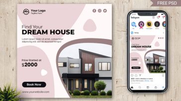Real Estate Home For Sale Free Instagram Post Design PSD Template
