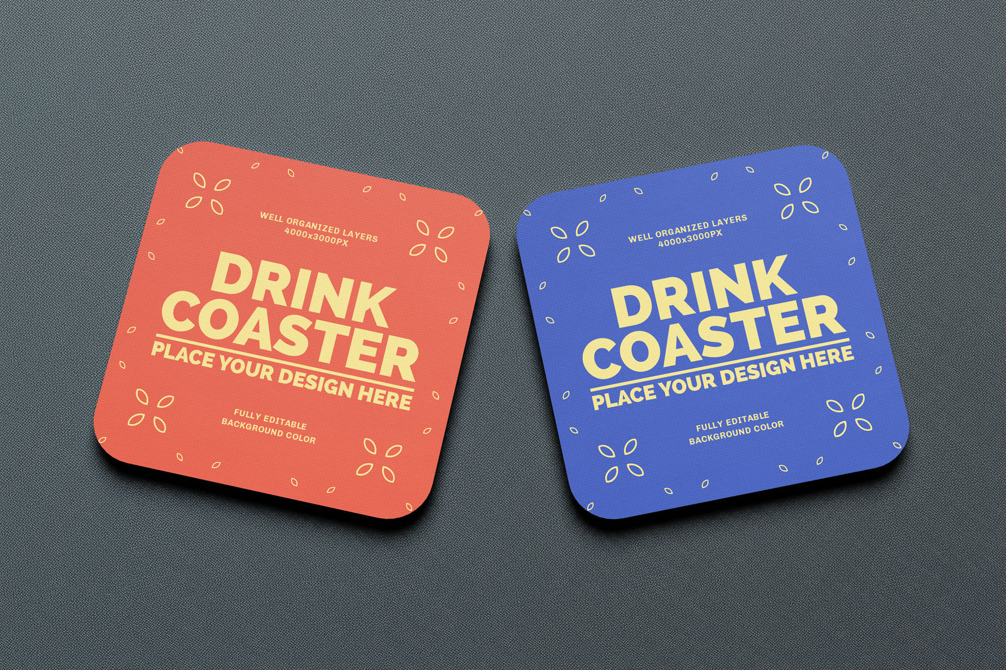 Free Square Drink Coaster Mockup PSD PsFiles