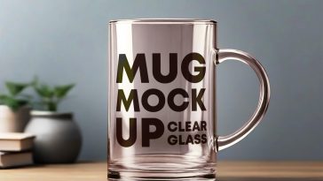Glossy Glass Mug Mockup