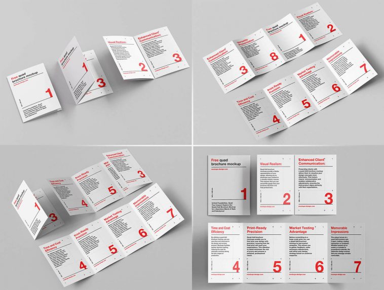 5 Free Accordion 4-Fold Brochure Mockup PSD Files