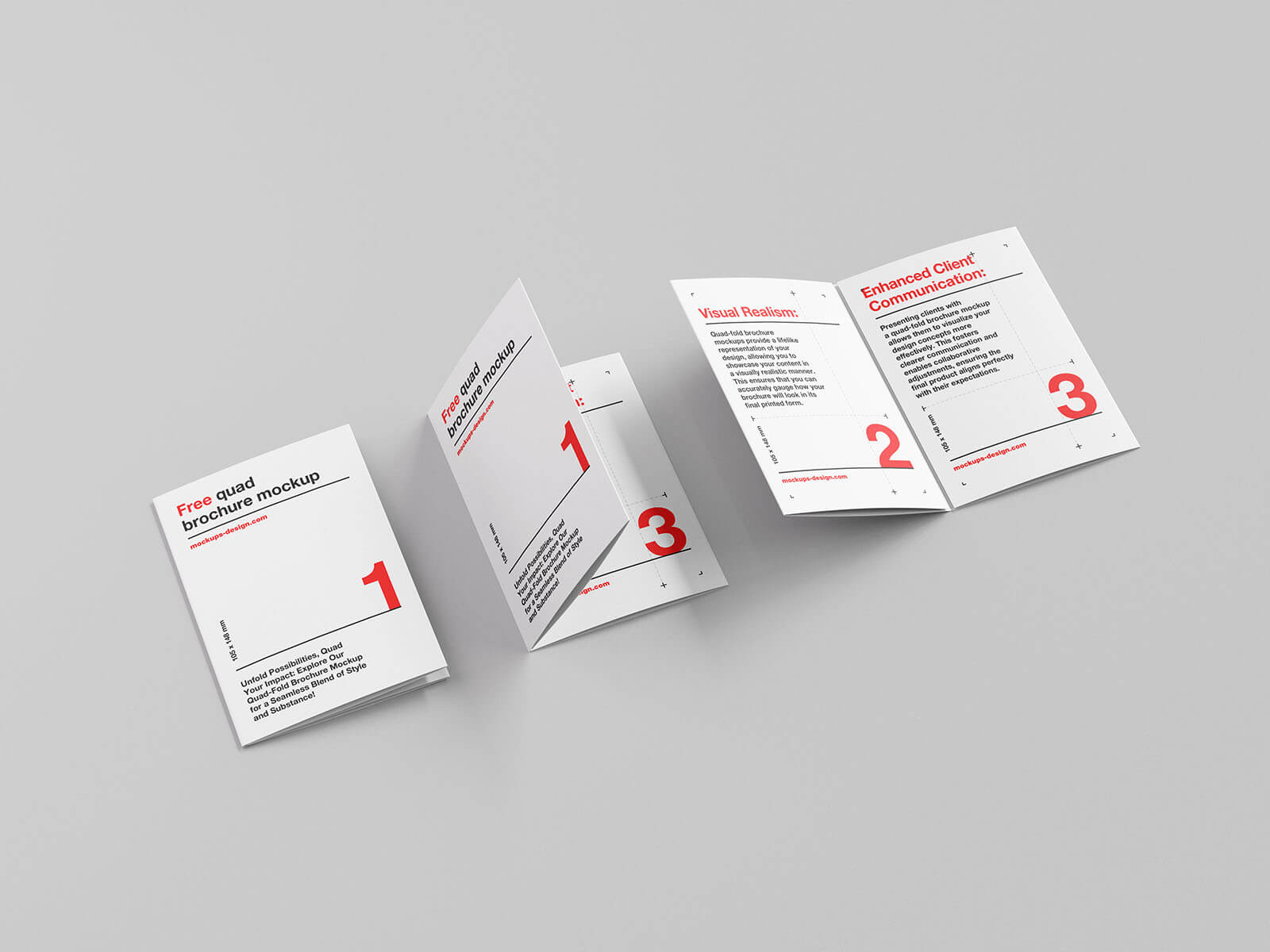5 Free Accordion 4-Fold Brochure Mockup PSD Files