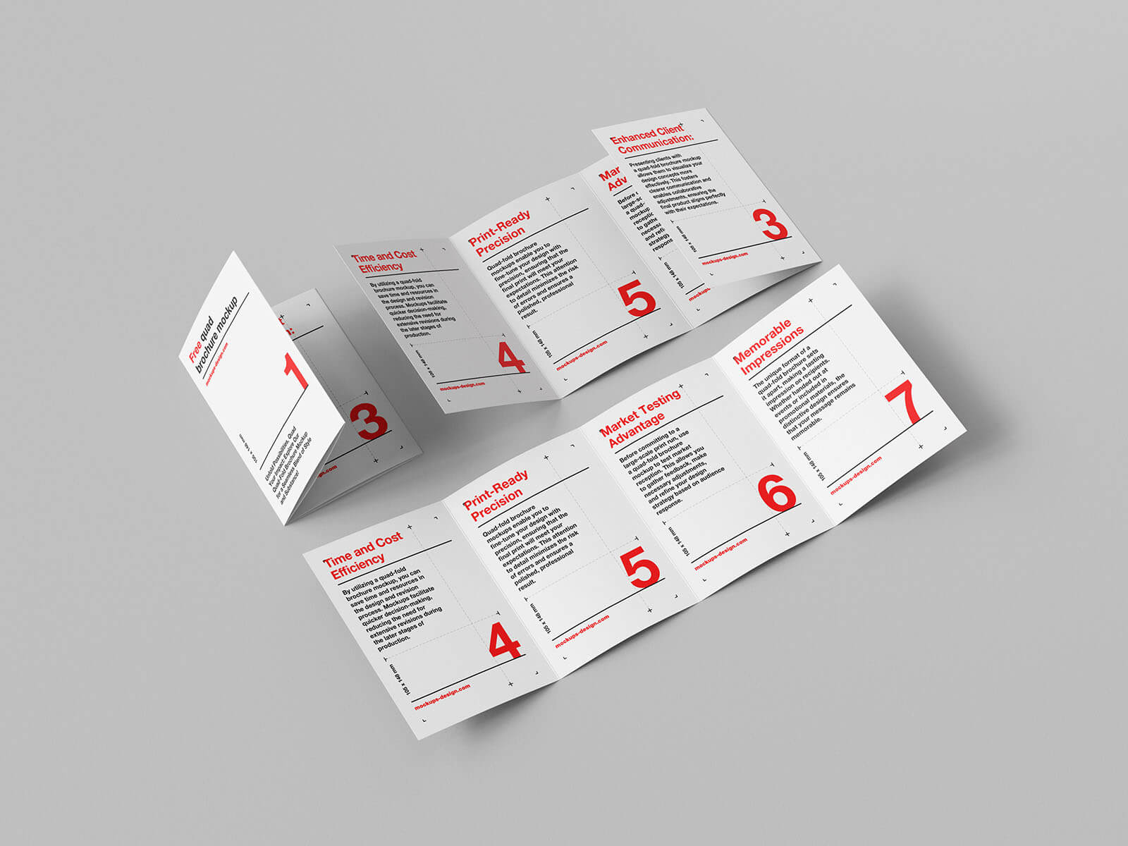 5 Free Accordion 4-Fold Brochure Mockup PSD Files
