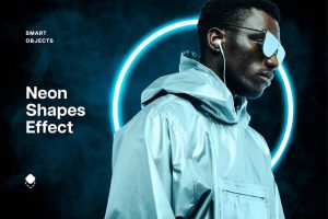 Blue Neon Circles Photo Effect