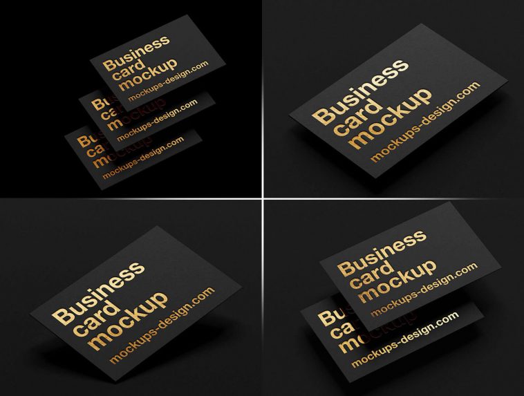 Business Cards With Metallic Foil Mockup