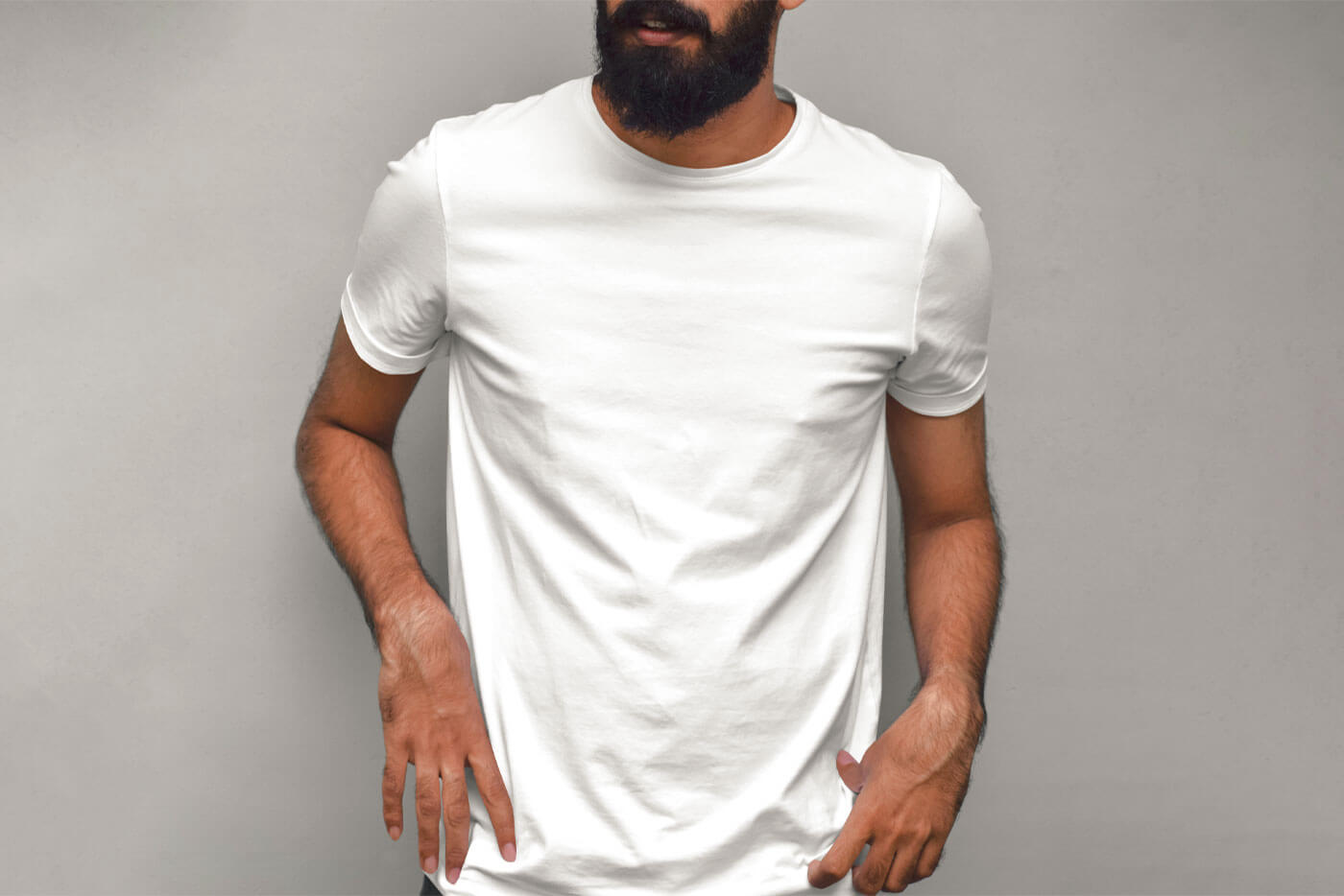 Free Beard Man Wearing T-Shirt Mockup