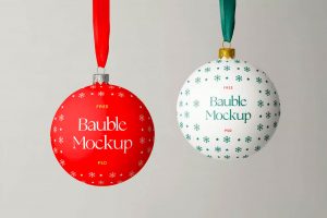 Free Christmas Bauble Mockup PSD