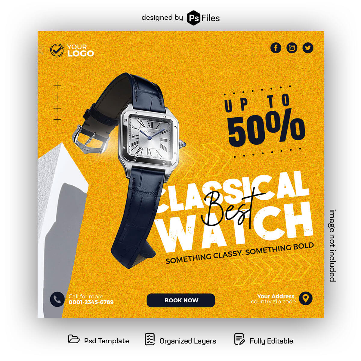 Free Classical Watch Product Instagram Post Design PSD Template