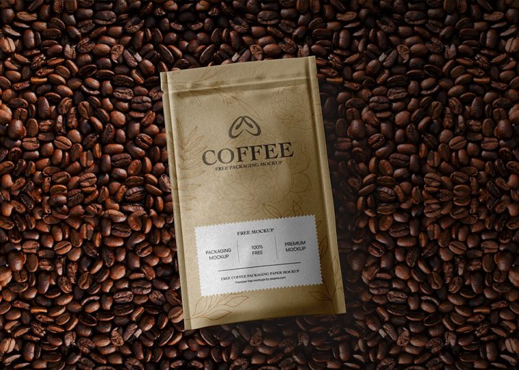 Free Coffee Packaging Paper Pouch Mockup PSD