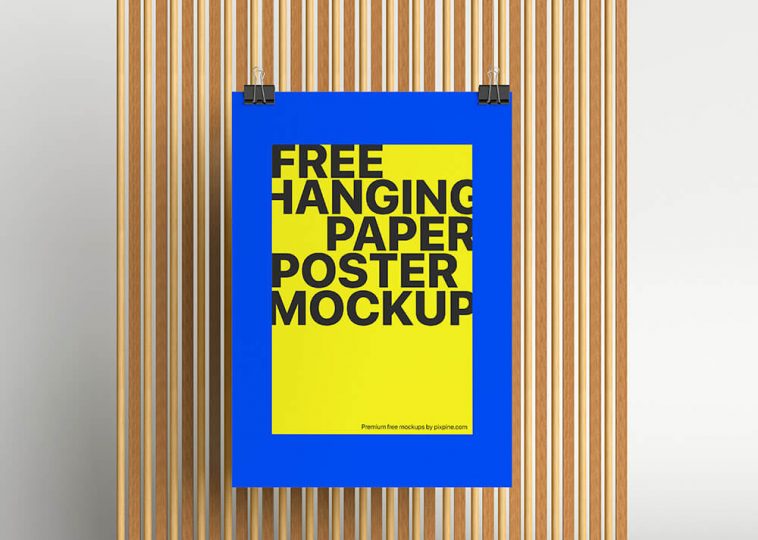 Free Hanging Paper Poster Mockup