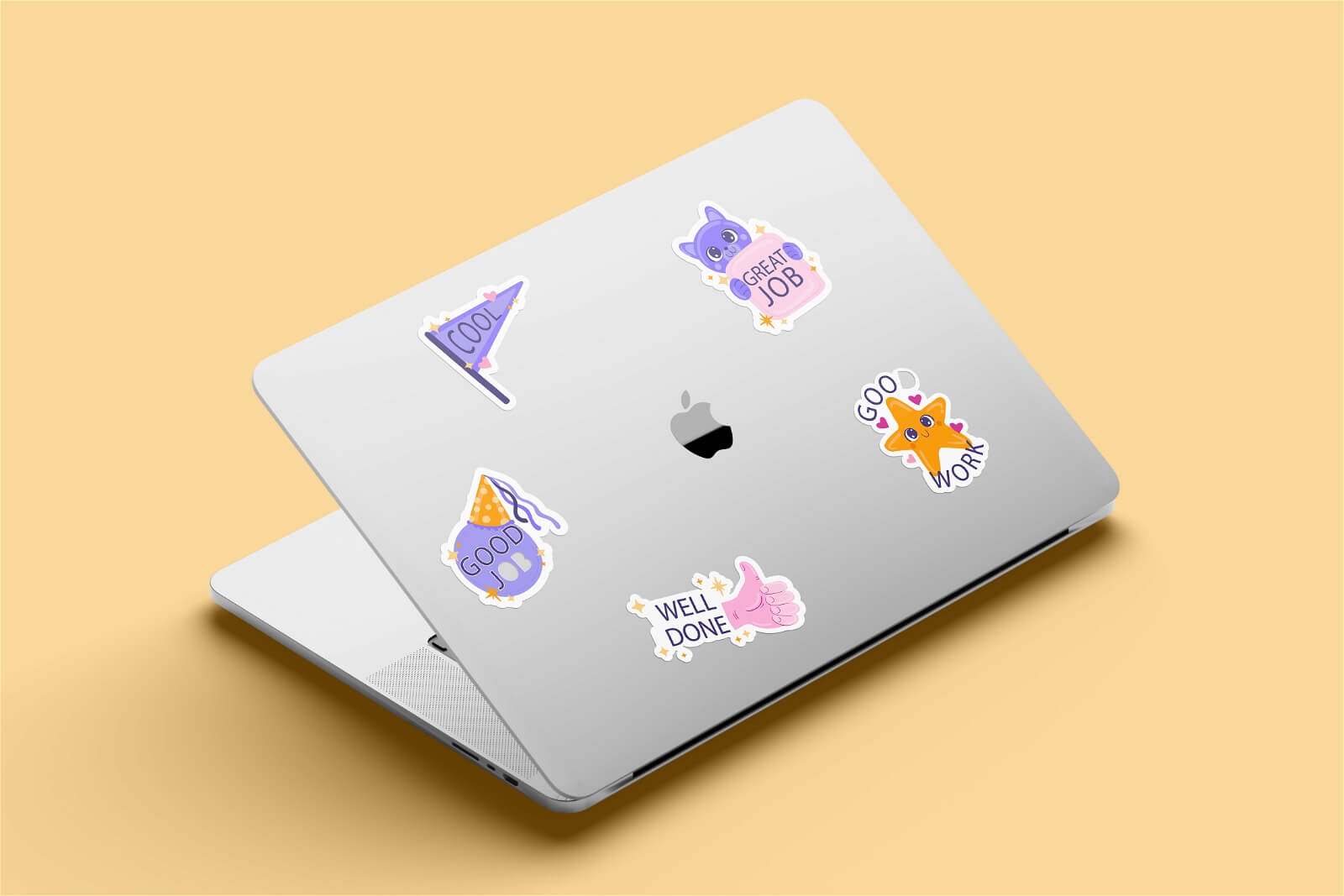 Free Laptop Sticker Mockup PSD Set