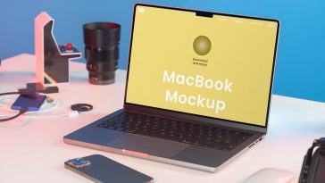 Free MacBook in Studio Mockup