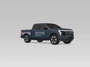 Free Pickup Truck Half Side View Mockup PSD