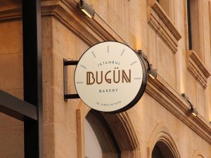 Free Round Sign Mockup PSD