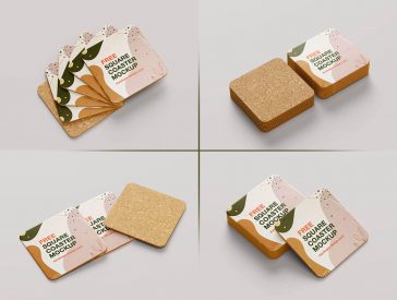 Free Square Drink Coaster Mockup