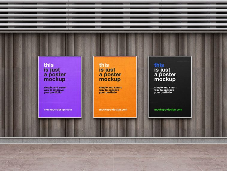 Free Street Framed Posters Mockup PSD Set