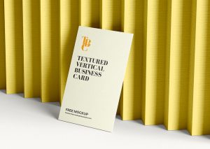 Free Textured Vertical Business Card Mockup