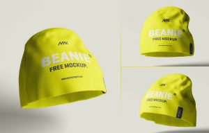Free Winter Beanie Skull Cap Mockup PSD Set