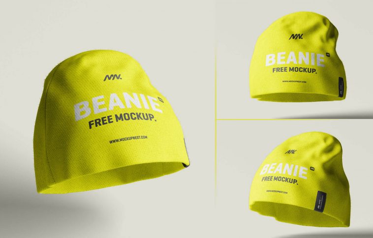 Free Winter Beanie Skull Cap Mockup PSD Set