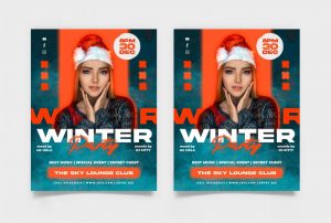 Free Winter Party Flyer Template + Instagram Post PSD