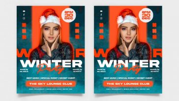 Free Winter Party Flyer Template + Instagram Post PSD