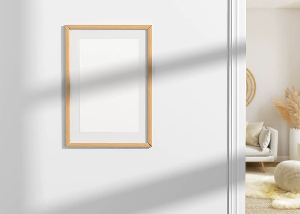 Free Wooden Photo Frame on Wall Mockup