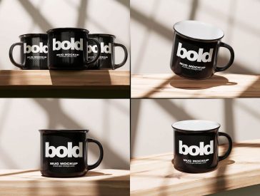 Free Glossy Ceramic Mug Mockup PSD Set