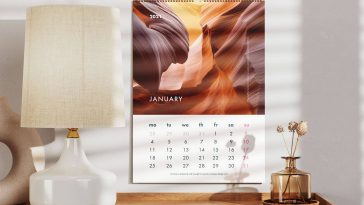 Free A3/A4/A5 Wall Calendar 2024 Mockup PSD Set