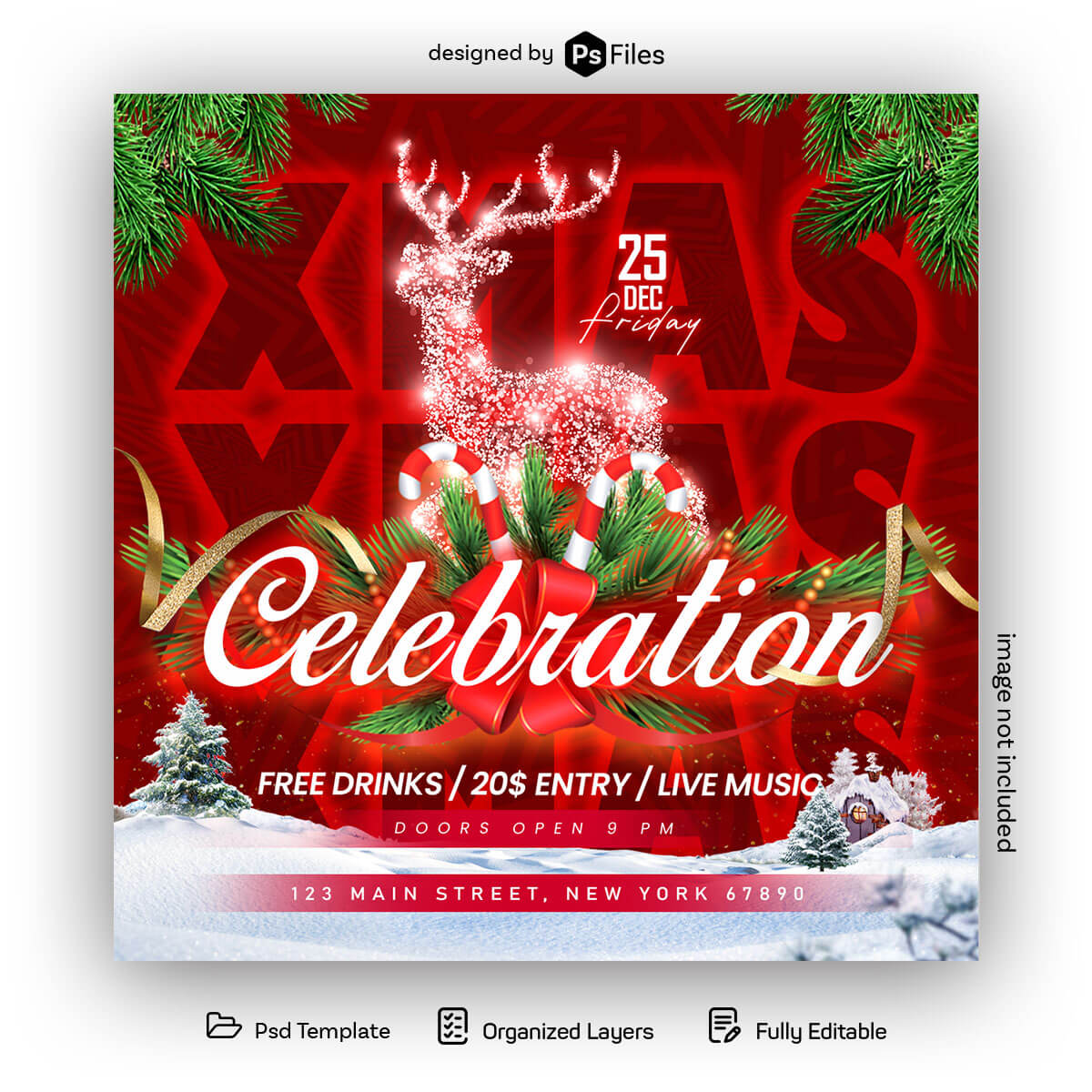 Christmas Celebration Social Media Post Template PSD