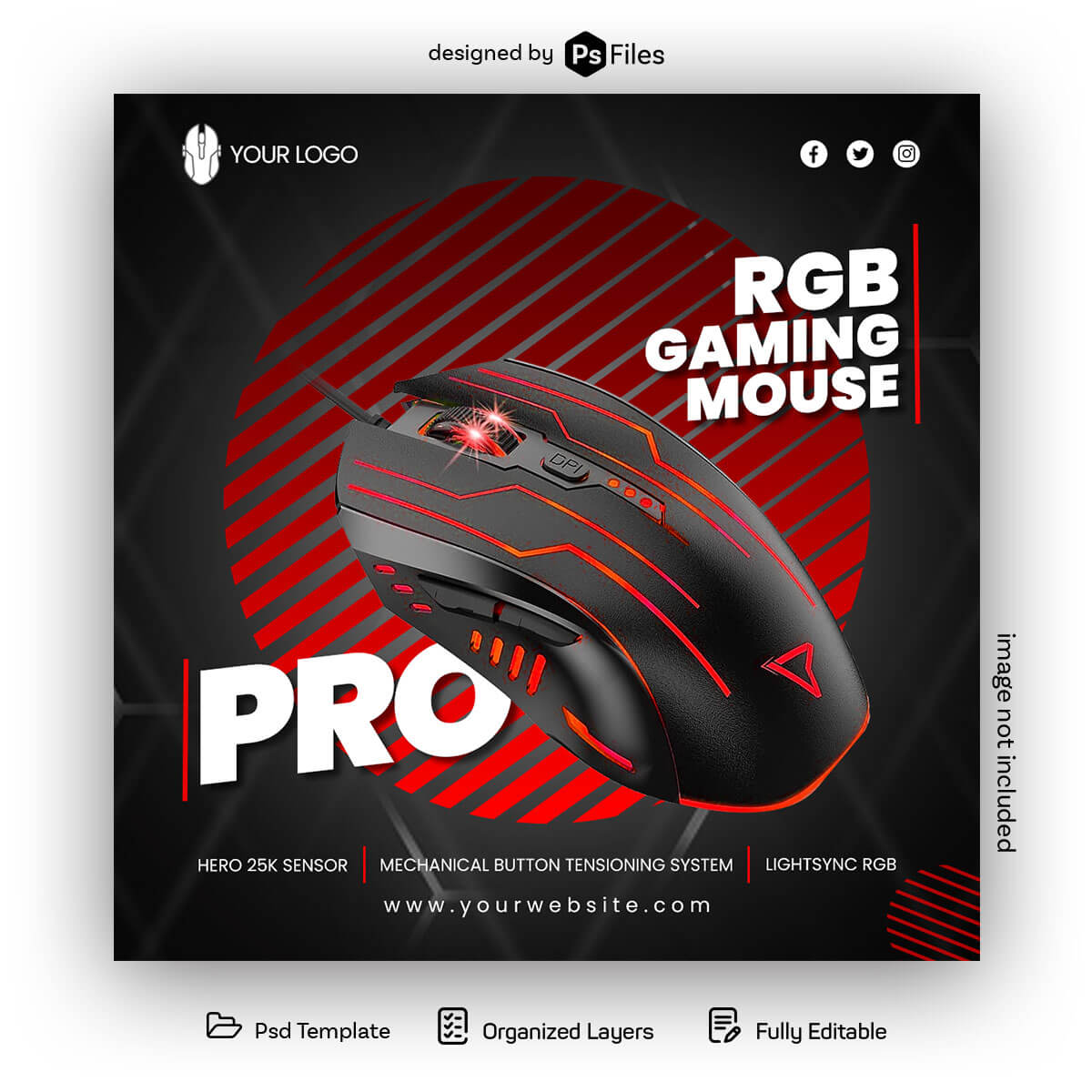 Gaming Mouse Social Media Post Design Free PSD Template
