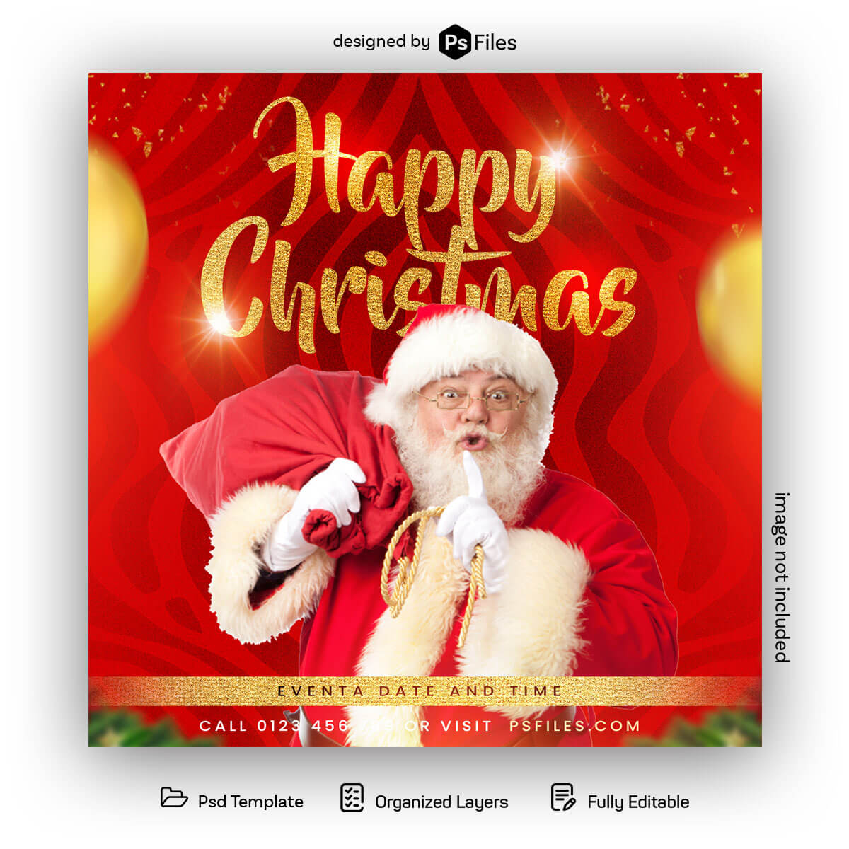Free Happy Christmas Event Social Media Post Design Template PSD