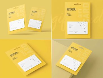 4 Free Hanging Gift Card Holder Mockup PSD Set