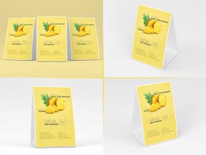 4 Free Table Tent Menu Mockup PSD Files