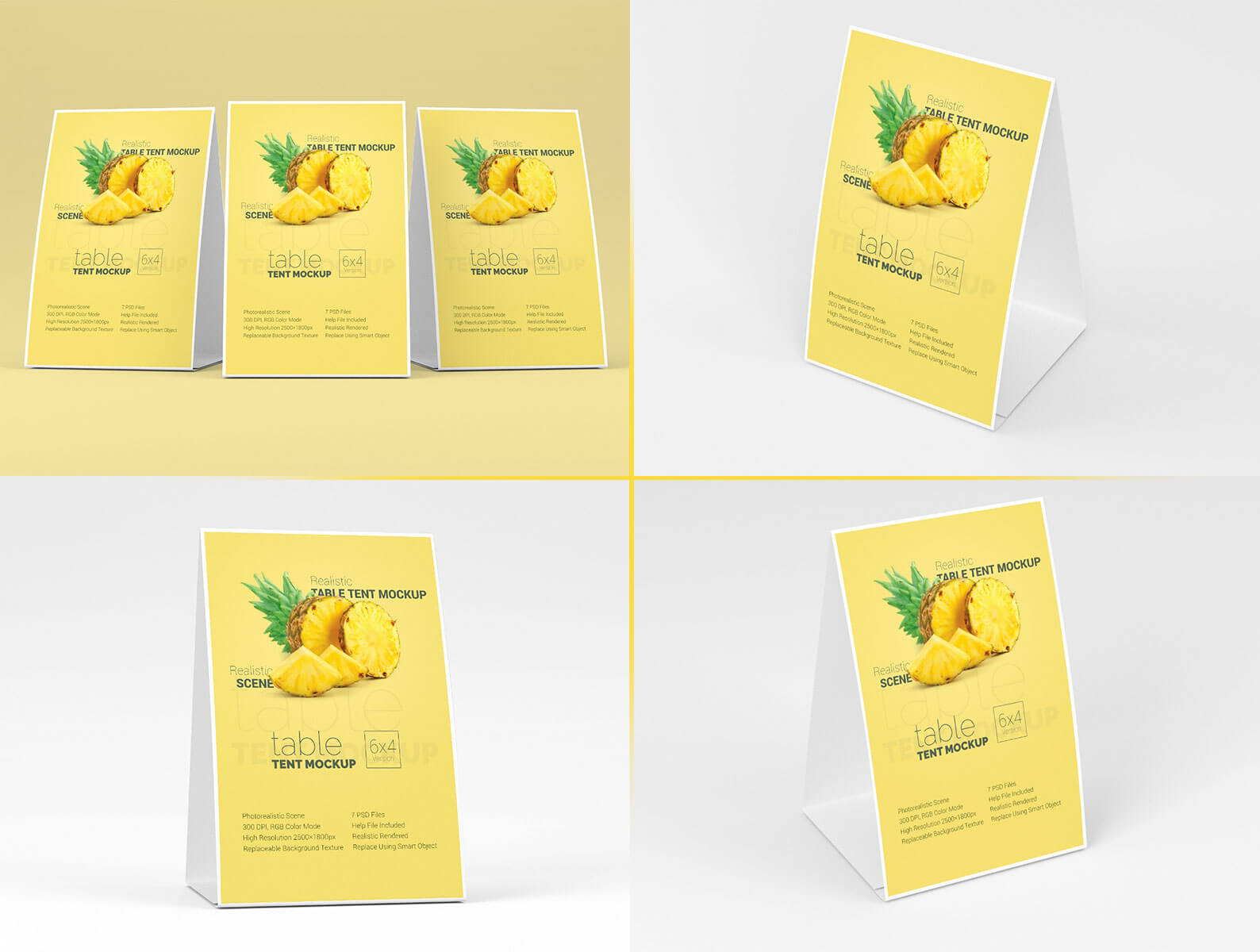 4 Free Table Tent Menu Mockup PSD Files