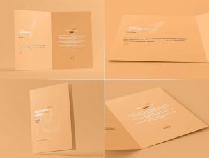 A5 Folded Wedding Invitation Card Mockup